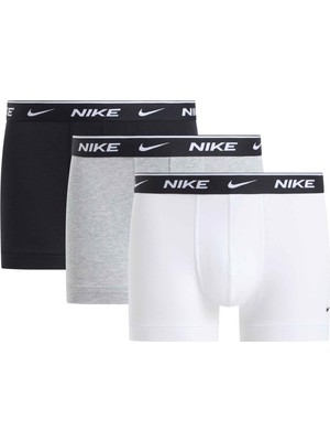 Nike Nıke Erkek Marka Logolu Günlük Kullanıma Uygun Beyaz-Gri-Siyah Boxer NQ00KE1284 Xyo