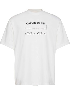 Calvin Klein Calvın Kleın Erkek Marka Logolu Günlük Kullanıma Uygun Beyaz T-Shirt LV04RE827G Yaf