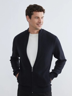 LC Waikiki Lcwaıkıkı Classic Lacivert Standart Kalıp Dik Yaka Erkek Triko Hırka