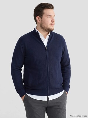 LC Waikiki Lcwaıkıkı Classic Lacivert Dik Yaka Erkek Triko Hırka