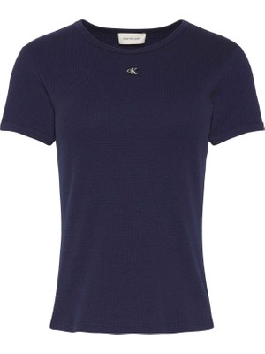 Calvin Klein Calvın Kleın Kadın Marka Logolu Günlük Kullanıma Uygun Lacivert T-Shirt LV047F233G 9eı