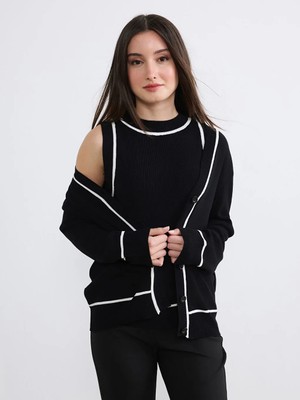 LC Waikiki Soulife Siyah Petite V Yaka Kadın Triko Hırka