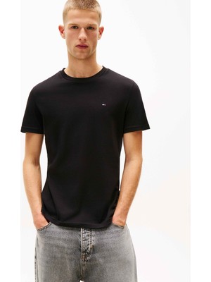 Tommy Hilfiger Tommy Hılfıger Erkek Marka Etiketli Bisiklet Yaka ve Kısa Kollu Şık Görünüşlü Günlük Kullanıma Uygun Beyaz-Lacivert T-Shirt DM0DM20687 0xx
