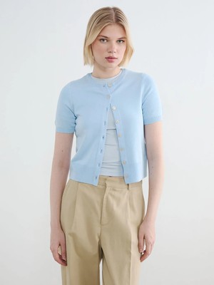 LC Waikiki Lcw Vision Mavi Bisiklet Yaka Kadın Triko Hırka