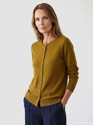 LC Waikiki Lcw Grace Yeşil Bisiklet Yaka Kadın Triko Hırka