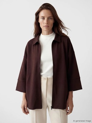 LC Waikiki Lcw Grace Bordo Gömlek Yaka Soft Touch Kadın Hırka