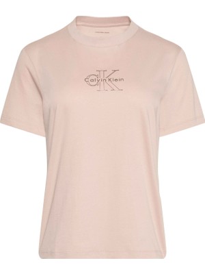 Calvin Klein Calvın Kleın Kadın Marka Logolu Günlük Kullanıma Uygun Açık Turuncu T-Shirt LV047D873G 3t3