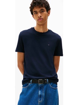 Tommy Hilfiger Tommy Hılfıger Erkek Marka Etiketli Bisiklet Yaka ve Kısa Kollu Şık Görünüşlü Günlük Kullanıma Uygun Beyaz T-Shirt DM0DM20687 0xr