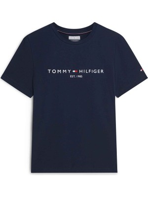 Tommy Hilfiger Tommy Hılfıger Erkek Marka Logolu Organik Pamuklu Günlük Kullanıma Uygun Lacivert T-Shirt MW0MW11797 Dcc