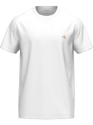 Calvin Klein Calvın Kleın Erkek Marka Logolu Pamuklu Bisiklet Yakalı Nem Emici Kumaşlı Şık Görünümlü Günlük Kullanıma Uygun Beyaz T-Shirt LV00NM3022 100