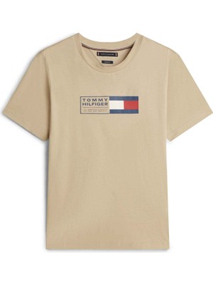 Tommy Hilfiger Tommy Hılfıger Erkek Marka Logolu Günlük Kullanıma Uygun Khaki T-Shirt MW0MW42366 Rbt