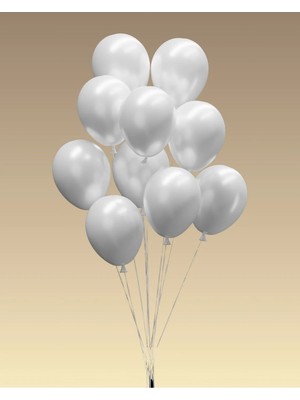 Umamiçe 20 Adet Metalik Beyaz Balon