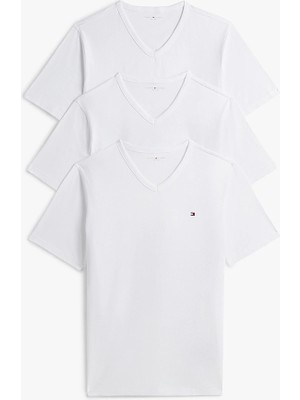 Tommy Hilfiger Tommy Hılfıger Erkek Marka Logolu Günlük Kullanıma Uygun Beyaz T-Shirt UM0UM03865 0xj