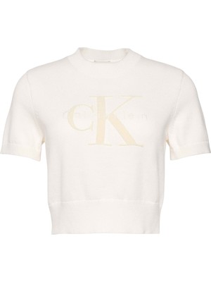 Calvin Klein Calvın Kleın Kadın Marka Logolu Günlük Kullanıma Uygun Bbeyazz Kazak LV044E306G Ybh