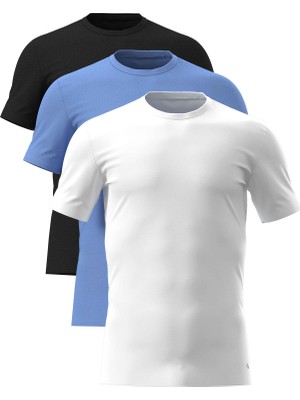 Calvin Klein Calvın Kleın Erkek Marka Logolu Günlük Kullanıma Uygun Siyah-Mavi-Beyaz T-Shirt LV00NB4185 4oy