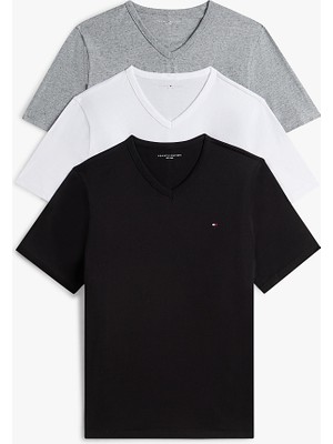 Tommy Hilfiger Tommy Hılfıger Erkek Marka Logolu Günlük Kullanıma Uygun Gri-Beyaz-Siyah T-Shirt UM0UM03865 0xd