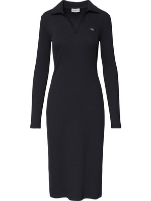 Calvin Klein Calvın Kleın Kadın Marka Logolu Günlük Kullanıma Uygun Siyah Elbise LV047E202G Ub1
