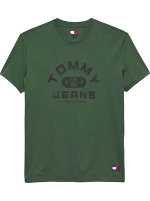 Tommy Hilfiger Tommy Hılfıger Erkek Marka Logolu Günlük Kullanıma Uygun Yeşil- T-Shirt DM0DM22551 Mbl