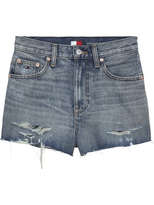 Tommy Hilfiger Tommy Hılfıger Kadın Marka Logolu Günlük Kullanıma Uygun Denim Jeans Mavi Şort DW0DW22690 1AB
