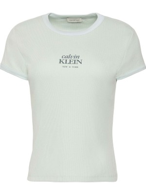 Calvin Klein Calvın Kleın Kadın Marka Logolu Günlük Kullanıma Uygun Mint T-Shirt LV047F240G 3q0