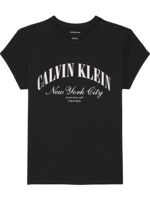 Calvin Klein Calvın Kleın Kadın Marka Logolu Günlük Kullanıma Uygun Siyah T-Shirt LV047F815G Ub1