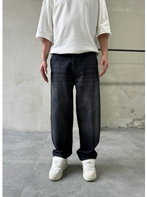 Difransel Jeans Siyah Yıkamalı Skater Baggy Jean