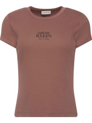 Calvin Klein Calvın Kleın Kadın Marka Logolu Günlük Kullanıma Uygun Gül Kurusu T-Shirt LV047F240G 41J