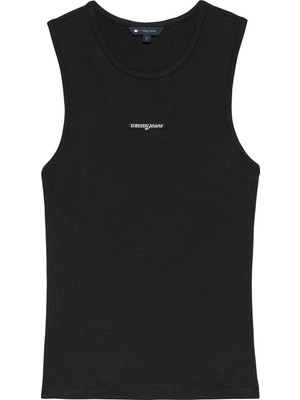 Tommy Hilfiger Tommy Hılfıger Kadın Marka Logolu Günlük Kullanıma Uygun Siyah T-Shirt DW0DW22282 Bds