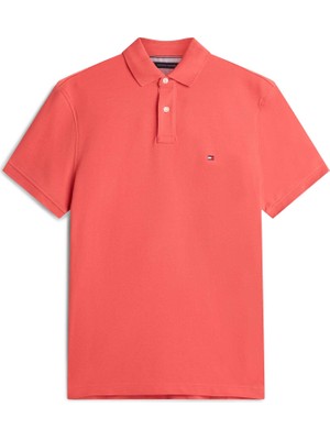 Tommy Hilfiger Tommy Hılfıger Erkek Marka Logolu Organik Pamuklu Polo Yakalı Kısa  Kollu Günlük Kullanıma Uygun Şık Görünümlü Kırmızı- Polo Yaka T-Shirt MW0MW17770 Xks