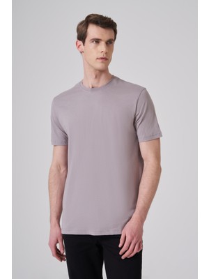Morven  Erkek Açık Gri Basic Bisiklet Yaka Dynamic Fit Pamuk T-Shirt