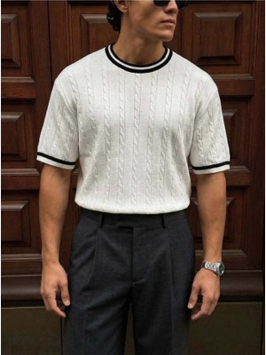 Elku Moda Erkek Oversize Bisiklet Yaka T-Shirt %100 Pamuklu Basic Geniş Kalıp Drop Shoulder Tişört