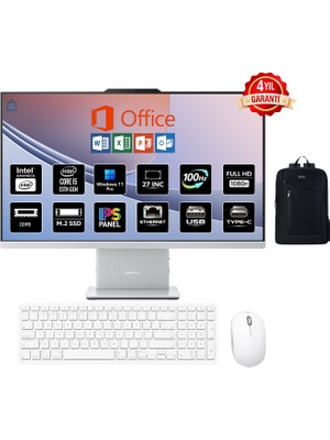 Lenovo Ideacentre Aıo Intel Core I5 13420H 24GB 1tb SSD Windows 11 Pro 27" Fhd All In One Bilgisayar F0HM0046TR + Microsoft Office ve Çanta Hediye