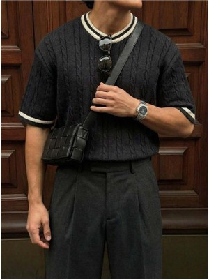 Elku Moda Erkek Oversize Bisiklet Yaka T-Shirt %100 Pamuklu Basic Geniş Kalıp Drop Shoulder Tişört