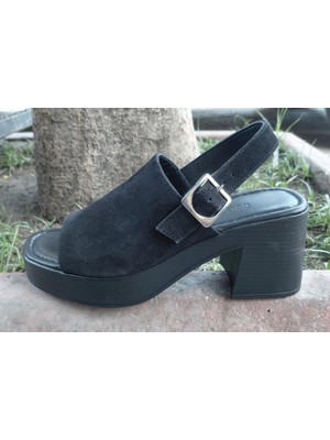 Bulldozer 261591 Hakiki Deri Platform Tabanlı Sandalet