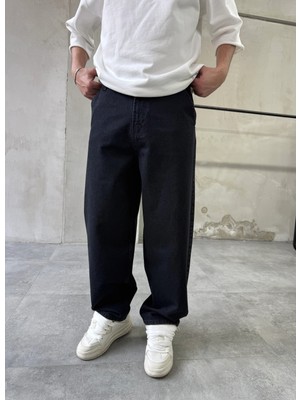 Difransel Jeans Yıkamalı Skater Siyah Baggy Jean