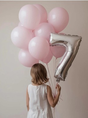 Umamiçe 7 Rakam Balon Seti – 40 Inç (100 Cm) Folyo Balon + 10 Adet Metalik Pembe Balon
