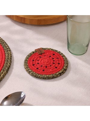 Evidea Soft Karpuz Bardak Altlığı - Kırmızı - 13X13 cm