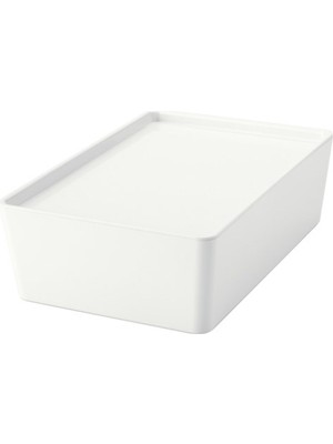 PremiumPort Beyaz Kapaklı Saklama Kutusu 18X26X8 Cm, Çekmece Içi Düzenleyici