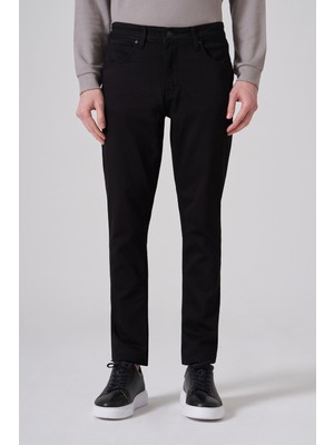 Morven  Erkek Siyah Denim 5 Cep Slim Fit Jean