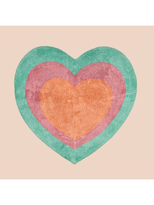 Evidea Soft Heart Tufting Banyo Paspası - Renkli - 90X90 cm
