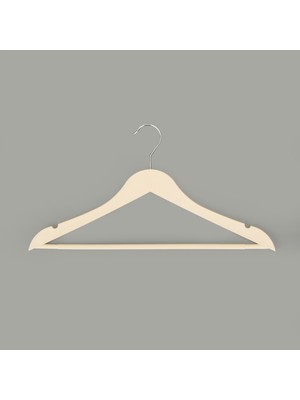 Simple Living Ahşap Görünümlü 3'lü Plastik Askı - Krem - 43X23 cm