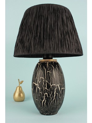 HMY Design Zebre Handmade Seramik Abajur Siyah-Gold