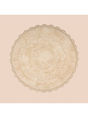 Evidea Soft Lace Tufting Banyo Paspası - Ekru - 90X90 cm