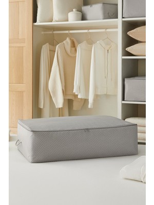 PremiumPort Mega Boy Gri Balıksırtı Baza Altı Yastık Yorgan Kazak 74X46X22