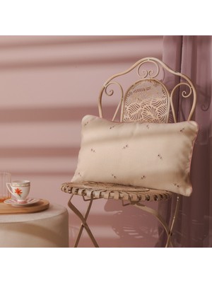 Evidea Soft Flor Kırlent Kılıfı - Ekru - 30X50 cm