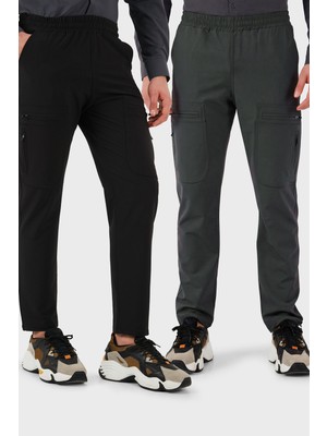 Buratti Normal Kalıp Kargo Cepli Lastikli Bel Trekking ve Kurye 2'li Paket Pantolon Erkek Pantolon 693710S2