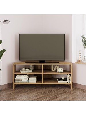 Bimossa Roy B1460 Köşe Tv Sehpası Ünitesi – Ud Ahşap Açık Raflı & Modern