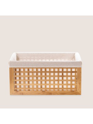 PremiumPort Doğal Bambu Sepet 42X32 Cm, Şık ve Kullanışlı Ev Dekorasyonu Ürünü