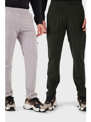 Buratti Normal Kalıp Kargo Cepli Lastikli Bel Trekking ve Kurye 2'li Paket Pantolon Erkek Pantolon 693710S2