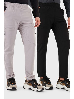 Buratti Normal Kalıp Kargo Cepli Lastikli Bel Trekking ve Kurye 2'li Paket Pantolon Erkek Pantolon 693710S2